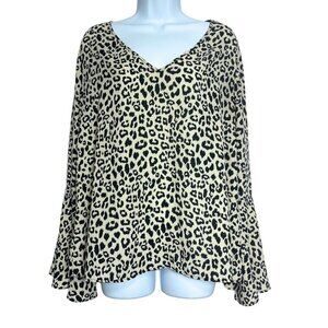 Bell Sleeve Blouse Top Krazy‎ Kat Womens XL Feminine Quiet Luxury Boho Chic